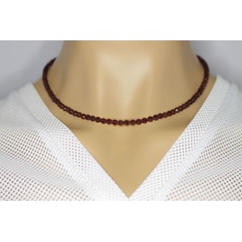 Garnet Jewellery (Necklace) Garnet Chain Garnet Beads Faceted Size Approx. 4 mm Clasp 925 Sterling Silver Model Number 7058, Gemstone, Garnet