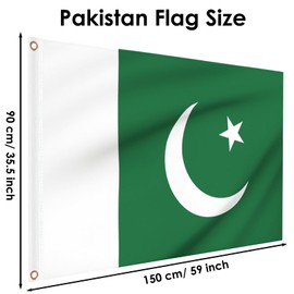 Pakistan Flag 5ft x 3ft, Large Big Pakistan Flags with Brass Eyelets for 23th March National Day Decorations School Culture Day Party Outdoor Decorations