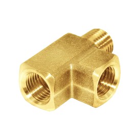 Joywayus Brass Pipe Fitting Barstock Street Tee T 3 way NPT 1/4" Female × 1/4" Female × 1/4" Male Adapter