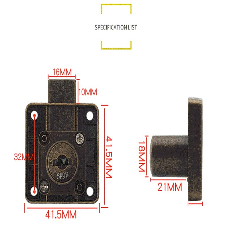 21mm Vintage Drawer Lock,Security Mailbox Lock Zinc Alloy Cabinet Drawer