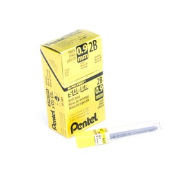 Pentel Super Hi-Polymer Lead Refill, 0.9mm Thick, 2B, 180 Pieces of Lead (50-9-2B),Gray