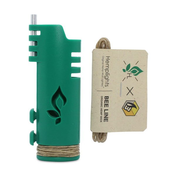 Hemp Wick Lighter Wrapper (Green) + 5 FT Beeline Hemp Wick