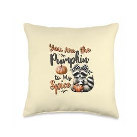 You Are The Pumpkin To My Spice Cute Raccoon Fall Autumn Throw Pillow