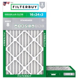 Filterbuy 16x24x2 Air Filter MERV 8 Dust Defense (2-Pack), Pleated HVAC AC Furnace Air Filters Replacement (Actual Size: 15.50 x 23.50 x 1.75 Inches)