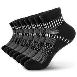 IRAMY Ankle Compression Socks for Women Men Coolmax Moisture Wicking Running Socks Plantar Fasciitis Relief 4 Pairs