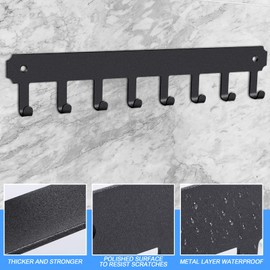 Dntorx Key Holder for Wall, Key Hooks with 8 Hooks Wall Mounted Black Key Hanger Self Adhesive Key Racks Organizer for Hallway Doorway Entryway Bathroom Kitchen Living Room