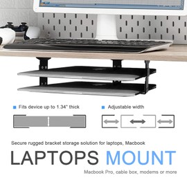 IFCASE 2 Tier Under Desk Laptop Mount, Double Decker Metal Under Desk Shelf Holder for Laptop, MacBook Pro, Keyboard with Anti-Scratch Silicone (Black)