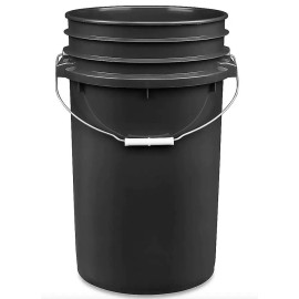 House Naturals 7 Gallon Food Grade Bucket Pail BPA Free Black with Screw On Lids (Pack of 2)