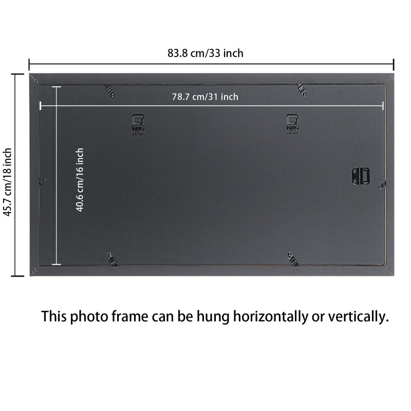 ASXBMIJO 16x31 inch Picture Frame Solid Wood Black,Suitable for Panoramic
