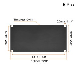 sourcing map Pack of 5 Stainless Steel Blank Tags 100 x 60 mm Rectangle Engraving Blanks Card with 4 Holes for Machine Name Plate DIY Label Tag (Black)
