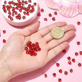 DanLingJewelry 50Pcs Red Heart Glass Beads Transparent Crystal Love Heart Spacer Beads for Jewelry Making DIY Bracelets Necklaces