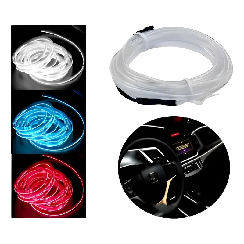 Tira Led Luz Fria Moldura Interior Decorativa Usb 5m Auto