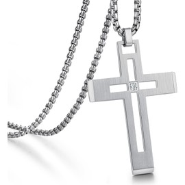 Miaofu Cross Necklace Stainless Steel Crucifix 316L Pendant Jewellery for Men Women Silver Gold Black Colours, Metal, Stainless Steel