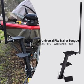 Flynsu 2 Step Boat Trailer Steps, Universal fit Bass Boat Trailer Tongue Steps 3.5" or 3" Wide & 5" Tall, Anti-Slip Boat Ladder Steps, Boat Boarding Steps, w/Safety Handle