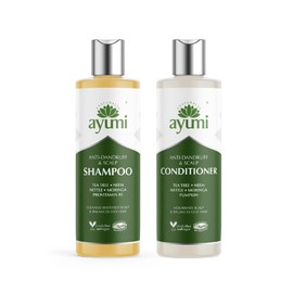 Ayumi Hair Anti-Dandruff Scalp Duo | Shampoo and Conditioner Sets | Neem Anti Dandruff Shampoo for Flaky Scalp | Tea TreeShampoo for Itchy Scalp | Conditioner for Hair | 2 x 250 ml