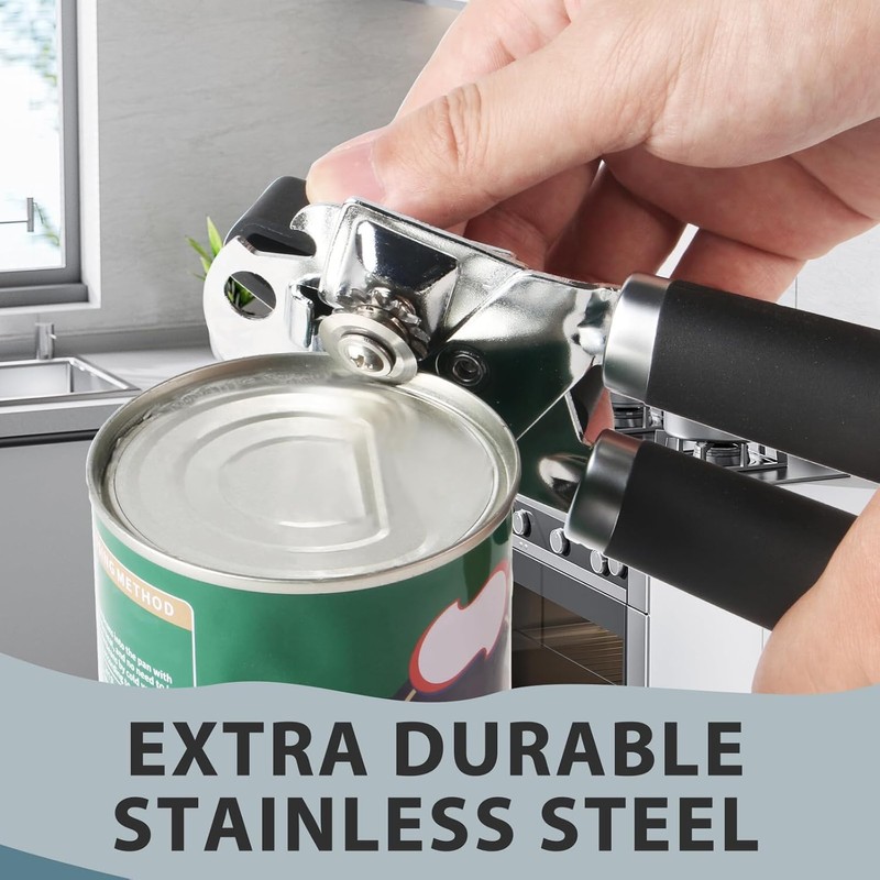 OhanaBeach® Manual Can Opener. Robust Soft Grip Handle, Sharp Blades,