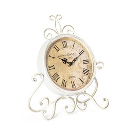 HZDHCLH Retro Silent Roman Table Clock for Living Room Bedroom Office Art Desk Clock (White)