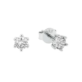Amor 9140077 925 Sterling Silver Unisex Women's Men's Earrings with Synthetic Zirconia 0.7 cm Silver Comes in Jewellery Gift Box, Silver, Cubic Zirconia