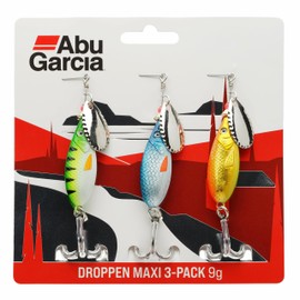 Abu Garcia Droppen Maxi 3-Pack – Freshwater Spinner Lures for Perch, Pike, Chub, and Trout – Wide Body Design to Prevent Line Twist, All-Purpose Bait for Freshwater Fishing, Varied 8.5 cm