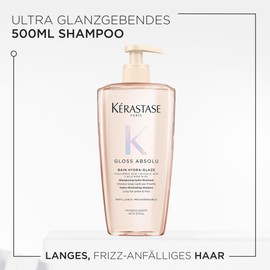 Kerastase: KÉRASTASE Gloss Absolu Bain Hydra-Glaze Shampoo, Hair Bath for Long and Frizz-Prone Hair, with Hyaluronic Acid, Glycolic Acid and Wild Rose Oil, for Moisture and Smoothness, 500 ml