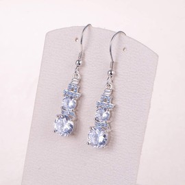 925 Sterling Silver Cute CZ Snowman Stud Earrings Dangle Jewellery Set for Women Teenagers, Sterling Silver, Zircon