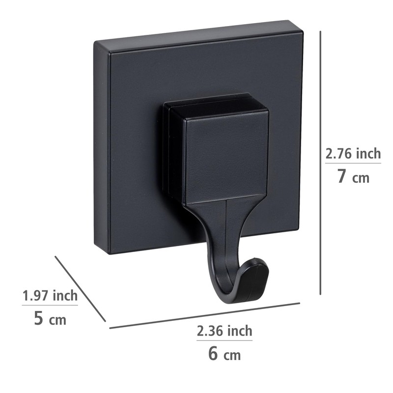 WENKO Vacuum-Loc® Quadro Wall Hooks, Set of 2, Plastic Bathroom