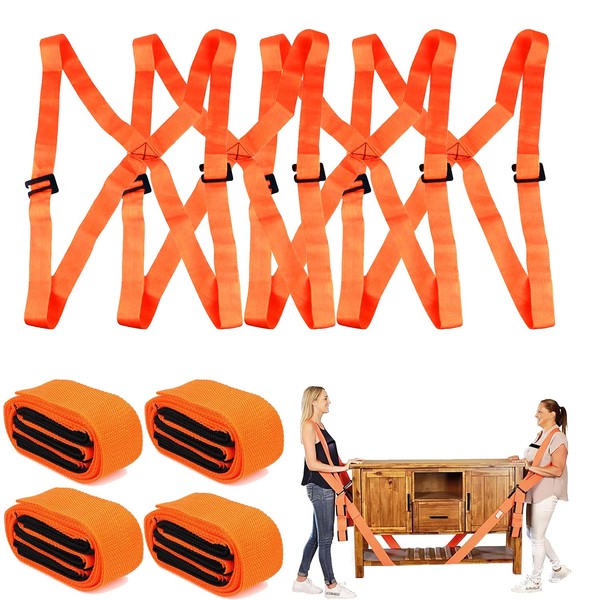 dancepandas Pack of 4 Moving Straps for 2 People, Professional