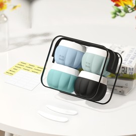 Redfly Travel Containers for Toiletries, TSA Approved Travel Size Containers, Silicone Travel Jars for Creams, Travel Size Toiletries Containers, Leak-proof Travel Essentials with Lid for Cosmetic