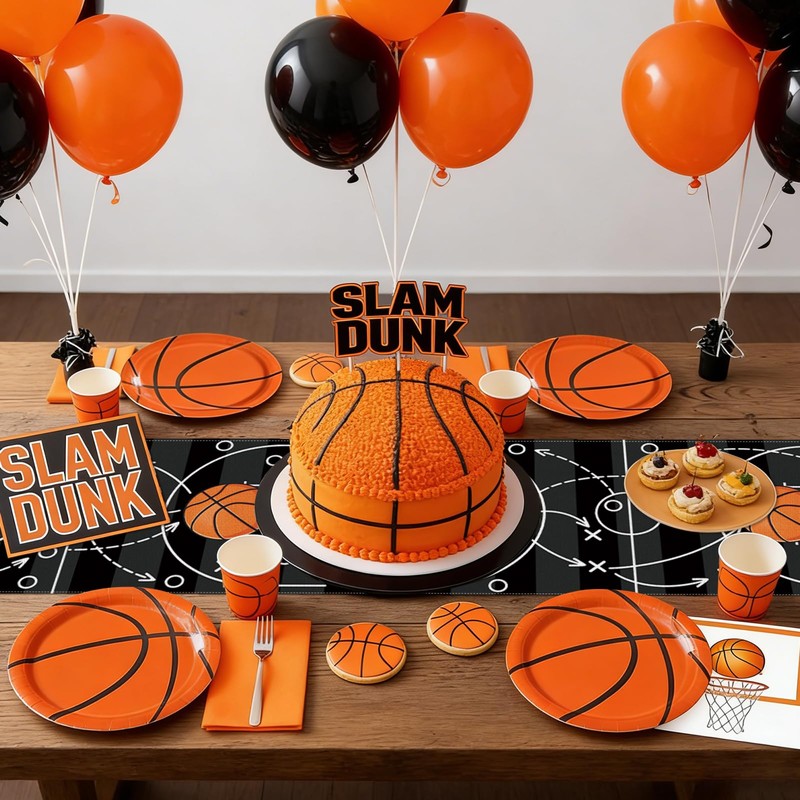 Basketball Court Table Runner, Black, 72x13 Inch