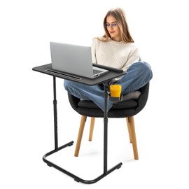 JFNoraiva TV Tray Table - Upgraded TV Dinner Tray on Bed & Sofa, Stable Table Trays with 5 Height & Free Tilt Angle Adjustments (Black)