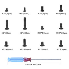 360 Pcs Screws and Bolts Set, Laptop Computer Screw Kit, Flat Head Fastener Screw Assortment Set with Screwdriver, Replacement Self-taping Screw Assortment Set for Computer, PC, Electronic