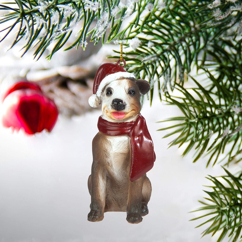 Design Toscano Pitbull Holiday Dog Ornament Sculpture, Full Color