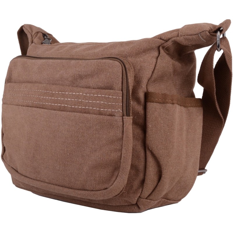 WYE LEATHER Womens/Mens Canvas Work/Travel/Holiday Shoulder/Small Messenger Bag - Brown