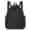 WANDF Drawstring Backpack Sports Bag with Shoe Compartment Water Resistant