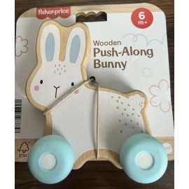 Fisher-Price Wooden Push-Along Bunny Toy Vehicle for Baby Crawling Play 6 Months