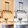 WUZUPS 5-Light Metal Chandelier Imitation Wood Grain Linear Pendant Ceiling