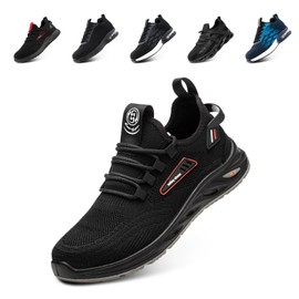 Safety Shoes Men's Steel Toe Cap Shoes Women's Work Trainers Work Shoes Protective Shoes Sporty Lightweight with Steel Toe Cap Black Blue Grey EU 36-48, Gk706 Black, 40 EU