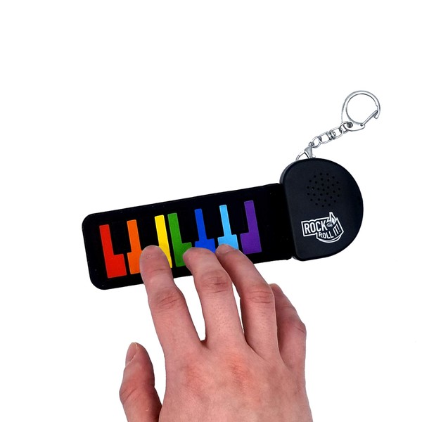Rock And Roll It - Micro Rainbow Piano. Real Working & Playable Piano Keychain. Hang on a Backpack & Play Anywhere! Mini Size color Finger Piano Pad. Tiny Silicone Electronic Keyboard. Battery Include