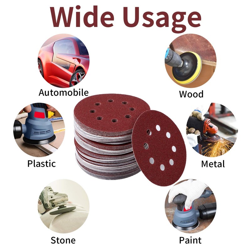 110 Pcs Sanding Discs Set, 5 Inch 8 Holes Hook