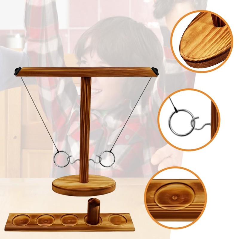 Joycabin Hooks Ring Toss Game for Children Adults, Ring Toss