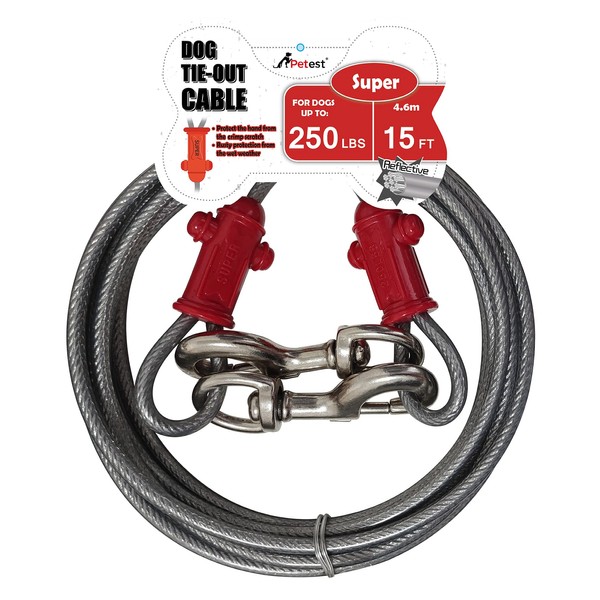 Petest Reflective Tie Out Cable with Crimp Cover for Super