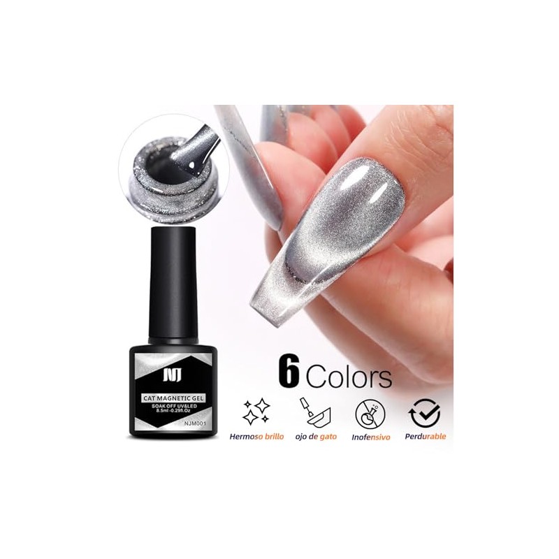 Kit cat eye gel polish,6 Brillo colores Esmalte ojo de