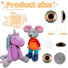 100 PCS 14mm Assorted Colors Dragon Eyes Glass Cabochons Mixed Style Crafts Cabochons for Clay Doll Making Sculptures Props and DIY Jewelry Making Findings