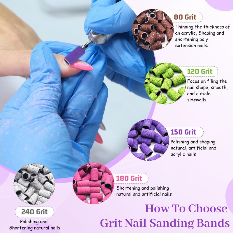 Sanding Caps Nail Cutter 180 Grit Nail Cutter Sanding Sleeves