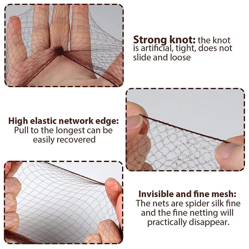 Polly Online 50PCS Hair Nets Invisible Elastic Edge Mesh Bun