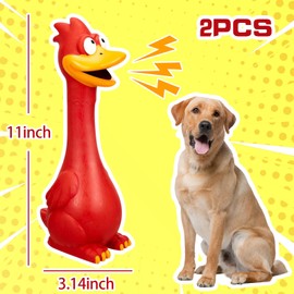 ADWYOBB Large Squeaky Dog Toys 2 Pack Screaming Chicken Dog Noise Maker Latex Squeeze Chicken Reduce Separation Anxiety Animal Aggressive Chew for Small Dogs Medium Large Pet
