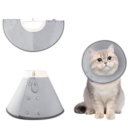 OYANTEN エリザベスカラー 犬 猫 ソフト 軽量 カラー 防水タイプ ボタン 調整可能 引っ掻き防止 爪切り 足舐め防止 傷舐め防止 皮膚病 傷口保護 去勢手術 避妊 中型犬（XL グレー）