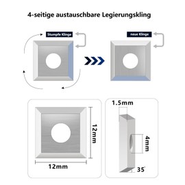 glryd Carbide Reversible Plates, Reversible Plates, 10 Pieces Replacement Blades, 12 x 12 x 1.5 mm, 35°, Square Sharpened, for Wood Turning Tools