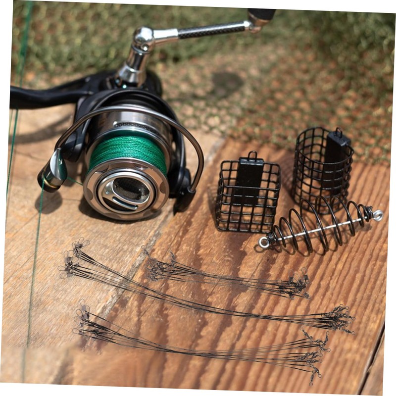 SUPVOX 30pcs Fishing Steel Wire Leaders Double Locking Snaps Biteresistant