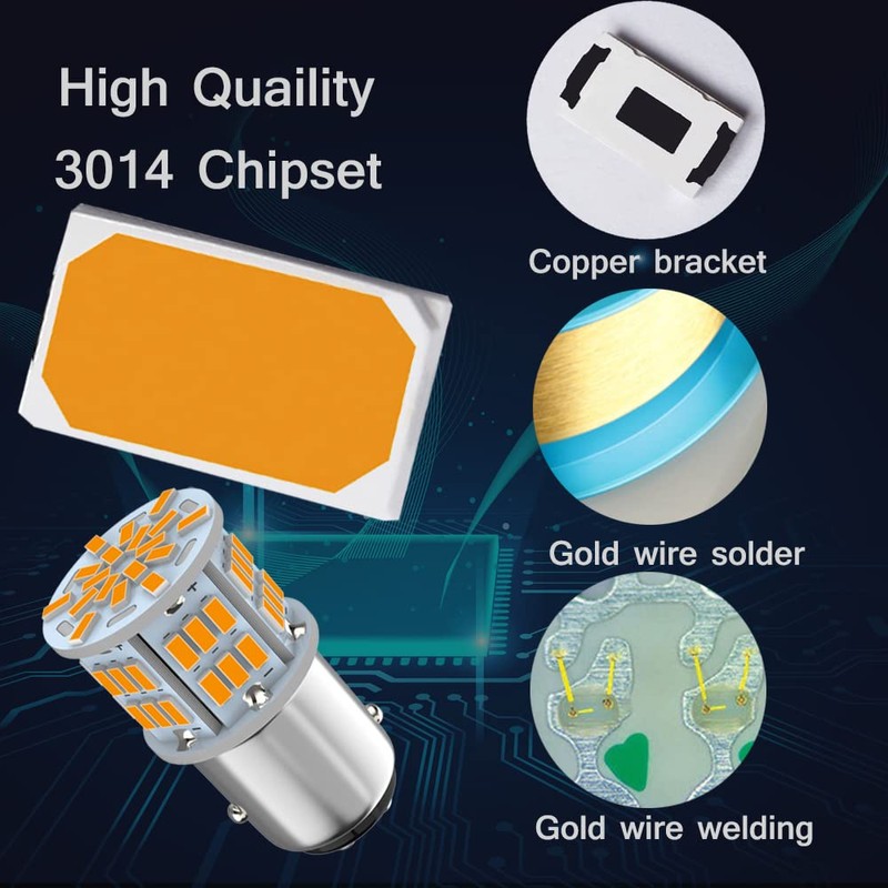 Melphan-Auto 1157 Led Amber Light Bulb, 12V-24V 1157 7528 2357